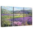 thumbnail image 1 of Elephant Stock Lavender Fields In Old Provence Wall Art - Horizontal Multi Panel Canvas - Living Room Wall Decor - Nature Multi Panel - Purple And Green Decor By Timothy Easton - 57" x 36", 1 of 8