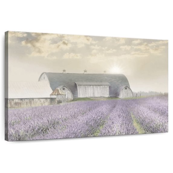 Elephant Stock Lavender Morning Wall Art - Horizontal Canvas Wall Art - Living Room Wall Decor - Nature Canvas - Gray And Green Decor By Lisa Larson - 12" x 8"