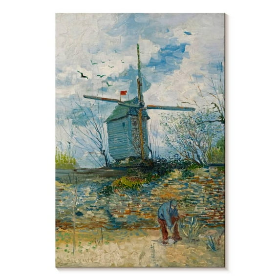 Elephant Stock Le Moulin De La Galette 1886 Ii Wall Art - Vertical Canvas Wall Art - Living Room Wall Decor - Architecture Canvas - Blue And Green Decor By Vincent Van Gogh - 20" x 30"