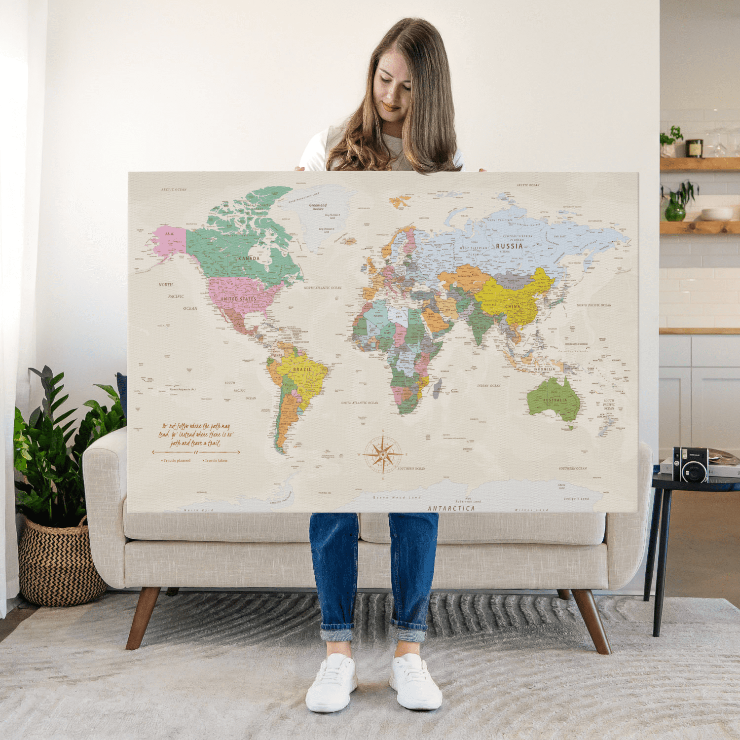 Elephant Stock Leave A Trail Push Pin World Travel Map Wall Art - Map ...