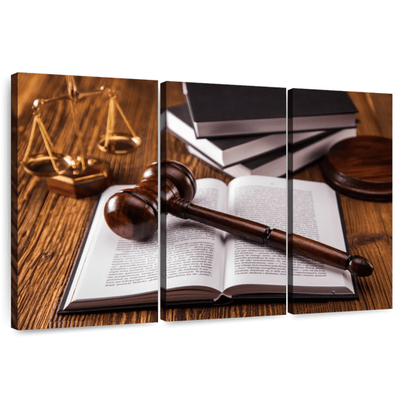 Elephant Stock Legal Code Of Justice Wall Art - Horizontal Multi Panel Canvas - Living Room Wall Decor - Profession Multi Panel - Brown And Gray Decor - 45" x 28"