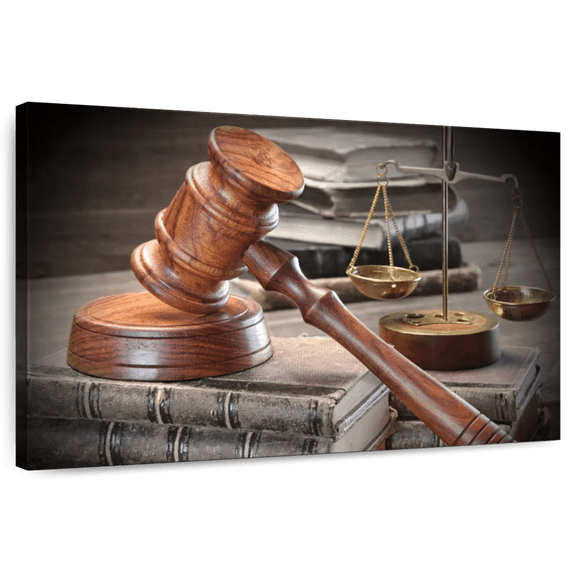 Elephant Stock Legal Judge Symbols Wall Art - Horizontal Canvas Wall Art - Living Room Wall Decor - Profession Canvas - Gray And Brown Decor - 12" x 8"