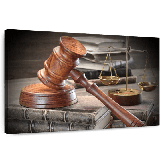 Elephant Stock Legal Judge Symbols Wall Art - Horizontal Canvas Wall Art - Living Room Wall Decor - Profession Canvas - Gray And Brown Decor - 30" x 20"