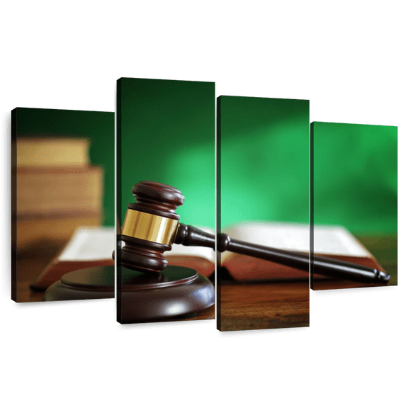 Elephant Stock Legal Justice Wall Art - Horizontal Multi Panel Canvas - Living Room Wall Decor - Profession Multi Panel - Brown And Green Decor - 36" x 22"