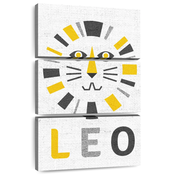 Elephant Stock Leo Zodiac Sign Wall Art - Vertical Multi Panel Canvas - Living Room Wall Decor - Religion And Spirituality Multi Panel - White And Gray Decor - 24" x 38"