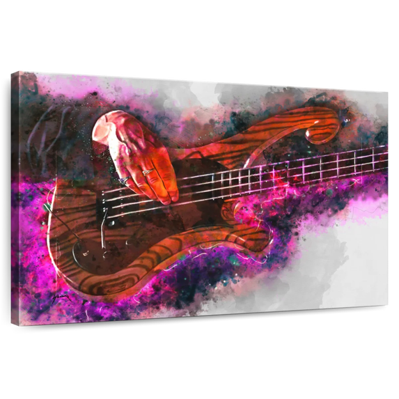 Elephant Stock Les Claypool's Bass Guitar Wall Art - Horizontal Canvas Wall Art - Living Room Wall Decor - Music Canvas - Brown And Purple Decor By Pop Cult Posters - 12" x 8"