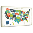 thumbnail image 1 of Elephant Stock Letterpress Usa Map Wall Art - Horizontal Canvas Wall Art - Living Room Wall Decor - Map Canvas - Turquoise And Orange Decor By Michael Mullan - 12" x 8", 1 of 8