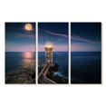 thumbnail image 1 of Elephant Stock Lighthouse Beach Wall Art - Horizontal Multi Panel Canvas - Living Room Wall Decor - Nautical Multi Panel - Purple And Blue Decor - 50" x 32", 1 of 4