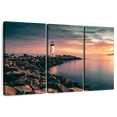thumbnail image 1 of Elephant Stock Lighthouse Pastel Sunset Wall Art - Horizontal Multi Panel Canvas - Living Room Wall Decor - Nautical Multi Panel - Beige And Blue Decor - 45" x 28", 1 of 8