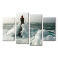 thumbnail image 1 of Elephant Stock Lighthouse In A Storm Wall Art - Horizontal Multi Panel Canvas - Living Room Wall Decor - Nautical Multi Panel - Blue And Teal Decor - 24" x 14", 1 of 4