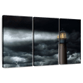 thumbnail image 1 of Elephant Stock Lighthouse During Storm Wall Art - Horizontal Multi Panel Canvas - Living Room Wall Decor - Nautical Multi Panel - Orange And Gray Decor - 65" x 42", 1 of 8