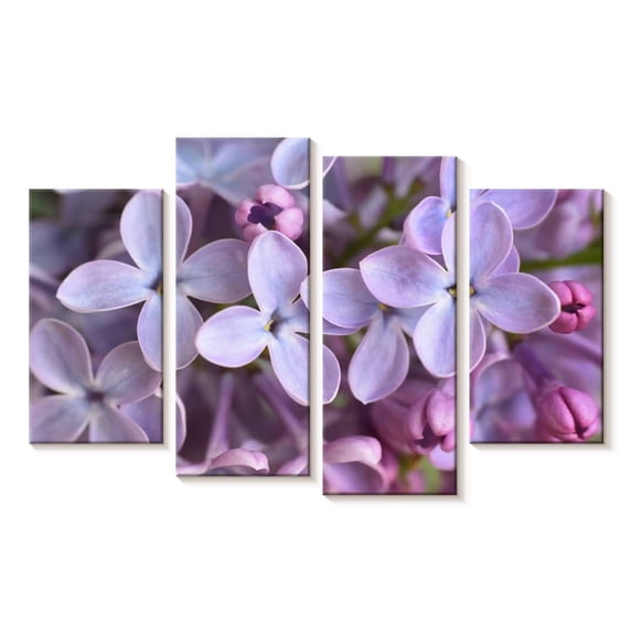 Elephant Stock Lilac Flowers Up Close Wall Art - Horizontal Multi Panel Canvas - Living Room Wall Decor - Floral And Botanical Multi Panel - Purple And Pink Decor - 24" x 14"