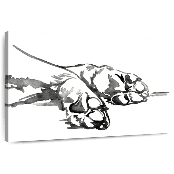 Elephant Stock Linear Paws I Wall Art - Horizontal Canvas Wall Art - Living Room Wall Decor - Animal Canvas - Black And Gray Decor By Jennifer Paxton Parker - 24" x 16"