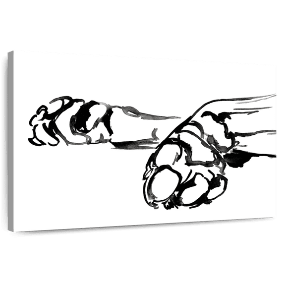Elephant Stock Linear Paws Ii Wall Art - Horizontal Canvas Wall Art - Living Room Wall Decor - Animal Canvas - White And Black Decor By Jennifer Paxton Parker - 51" x 34"
