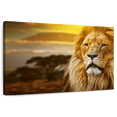 thumbnail image 1 of Elephant Stock Lion In African Safari Wall Art - Horizontal Canvas Wall Art - Living Room Wall Decor - Animal Canvas - Orange And Brown Decor - 51" x 34", 1 of 8