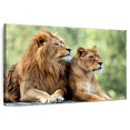 thumbnail image 1 of Elephant Stock Lion Couple Wall Art - Horizontal Canvas Wall Art - Living Room Wall Decor - Animal Canvas - Brown And Gray Decor - 48" x 32", 1 of 8