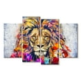 thumbnail image 1 of Elephant Stock Lion Head Floral Wall Art - Horizontal Multi Panel Canvas - Living Room Wall Decor - Animal Multi Panel - Gray And Beige Decor - 43" x 27", 1 of 4