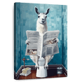 thumbnail image 1 of Elephant Stock Llama On A Toilet Wall Art - Vertical Canvas Wall Art - Bathroom Wall Decor - Humor Canvas - White And Teal Decor - 32" x 48", 1 of 8