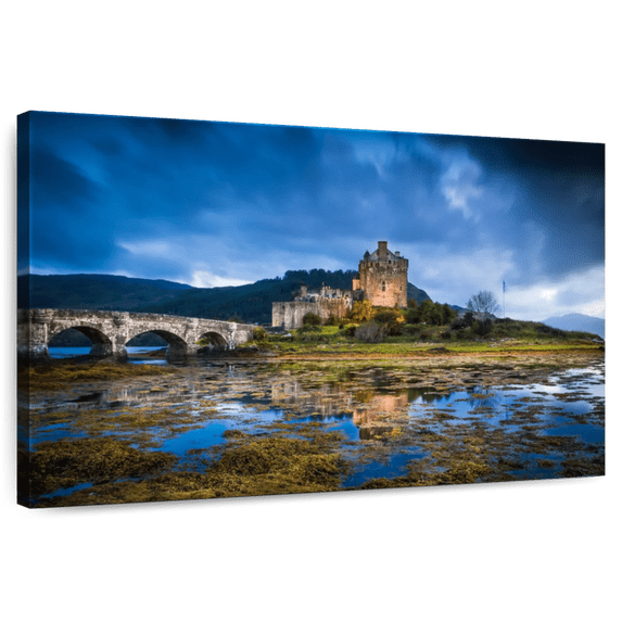 Elephant Stock Loch Duich Castle Wall Art - Horizontal Canvas Wall Art - Living Room Wall Decor - Architecture Canvas - Blue And Green Decor - 12" x 8"