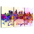 thumbnail image 1 of Elephant Stock Los Angeles Skyline Colors Wall Art - Horizontal Multi Panel Canvas - Living Room Wall Decor - City Multi Panel - Red And Orange Decor - 38" x 24", 1 of 8