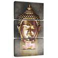 thumbnail image 1 of Elephant Stock Lotus Buddha Wall Art - Vertical Multi Panel Canvas - Living Room Wall Decor - Religion And Spirituality Multi Panel - Gold And Gray Decor - 18" x 38", 1 of 8