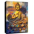 thumbnail image 1 of Elephant Stock Lotus Form Sitting Buddha Wall Art - Vertical Canvas Wall Art - Living Room Wall Decor - People Canvas - Orange And Blue Decor - 32" x 48", 1 of 5