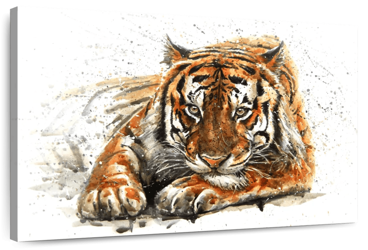 Elephant Stock Lounging Bengal Tiger Wall Art Horizontal Canvas Wall
