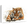 thumbnail image 1 of Elephant Stock Lounging Bengal Tiger Wall Art - Horizontal Canvas Wall Art - Living Room Wall Decor - Animal Canvas - White And Brown Decor - 39" x 26", 1 of 8