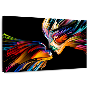 Elephant Stock Love Abstract Wall Art - Horizontal Canvas Wall Art - Living Room Wall Decor - People Canvas - Black And Orange Decor - 12" x 8"