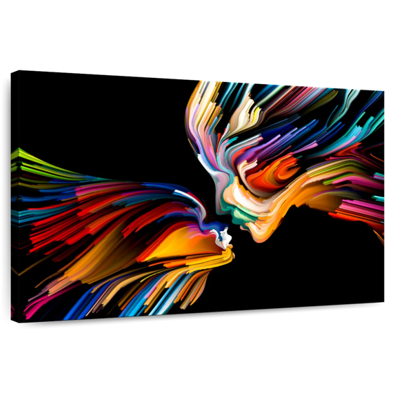 Elephant Stock Love Abstract Wall Art - Horizontal Canvas Wall Art - Living Room Wall Decor - People Canvas - Black And Orange Decor - 12" x 8"