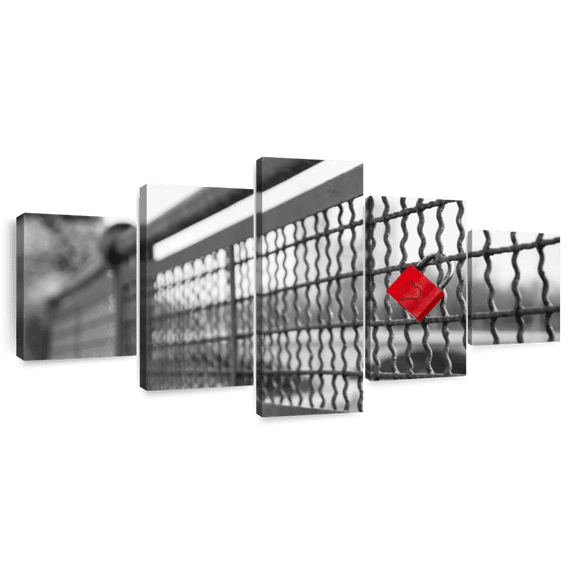 Elephant Stock Love Padlock Pop Wall Art - Horizontal Multi Panel Canvas - Living Room Wall Decor - Love Multi Panel - White And Black Decor - 74" x 34"