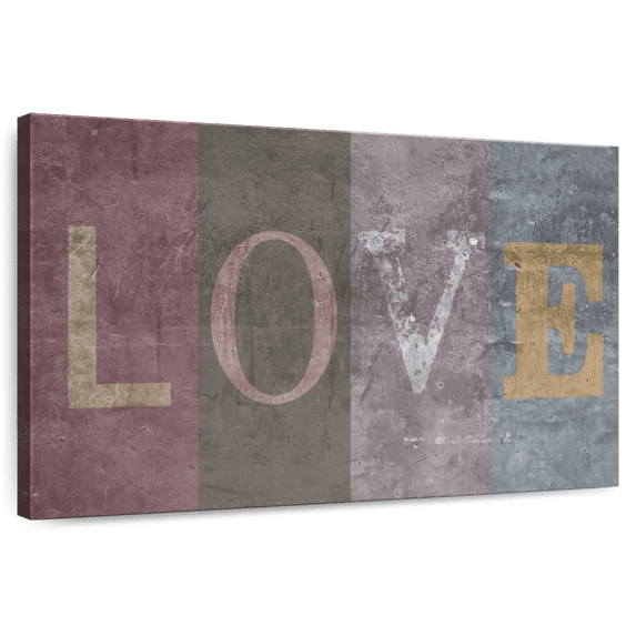 Elephant Stock Love Wall Sign Wall Art - Horizontal Canvas Wall Art - Living Room Wall Decor - Wall Signs Canvas - Gray And Beige Decor - 48" x 32"