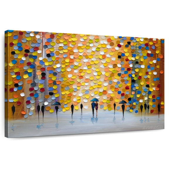 Elephant Stock Lovely Rain Wall Art - Horizontal Canvas Wall Art - Living Room Wall Decor - Abstract Canvas - Orange And Yellow Decor By Ekaterina Ermilkina - 12" x 8"