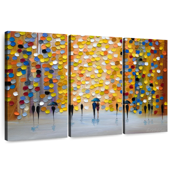 Elephant Stock Lovely Rain Wall Art - Horizontal Multi Panel Canvas - Living Room Wall Decor - Abstract Multi Panel - Orange And Yellow Decor By Ekaterina Ermilkina - 65" x 42"