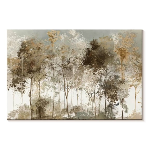 Elephant Stock Lush Black Forest Wall Art - Horizontal Canvas Wall Art - Living Room Wall Decor - Floral And Botanical Canvas - White And Gray Decor By Allison Pearce - 45" x 30"