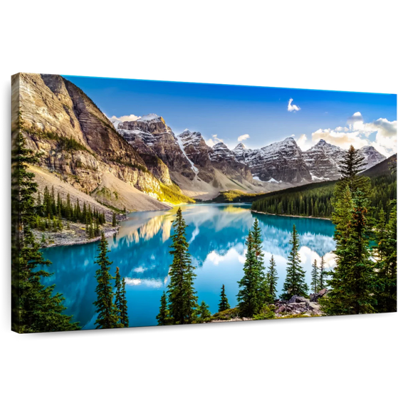 Elephant Stock Magnificent Moraine Lake Wall Art - Horizontal Canvas Wall Art - Living Room Wall Decor - Nature Canvas - Green And Blue Decor - 39" x 26"