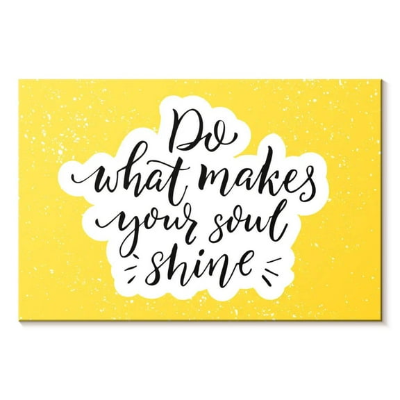 Elephant Stock Do What Makes Your Soul Shine Wall Art - Horizontal Canvas Wall Art - Living Room Wall Decor - Inspirational And Typography Canvas - Yellow And Black Decor - 12" x 8"