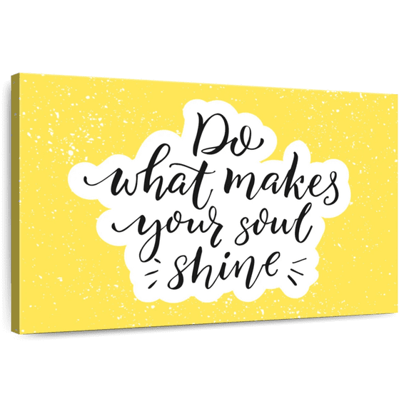 Elephant Stock Do What Makes Your Soul Shine Wall Art - Horizontal Canvas Wall Art - Living Room Wall Decor - Inspirational And Typography Canvas - Yellow And Black Decor - 36" x 24"