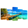 thumbnail image 1 of Elephant Stock Maldives Beach Resort Wall Art - Horizontal Multi Panel Canvas - Living Room Wall Decor - Beach Multi Panel - Blue And Yellow Decor - 80" x 40", 1 of 8