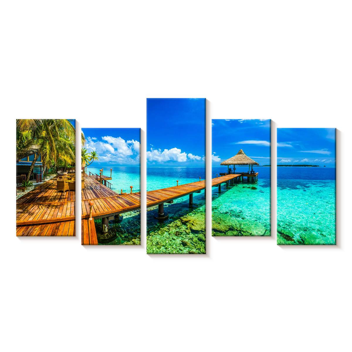 Elephant Stock Maldives Beach Resort Wall Art - Horizontal Multi Panel ...