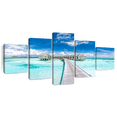 thumbnail image 1 of Elephant Stock Maldives Wall Art - Horizontal Multi Panel Canvas - Living Room Wall Decor - Beach Multi Panel - Blue And Turquoise Decor - 68" x 30", 1 of 8