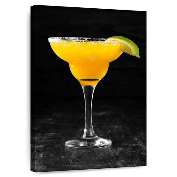 Elephant Stock Mango Cocktail Wall Art - Vertical Canvas Wall Art - Living Room Wall Decor - Food And Drink Canvas - Black And Yellow Decor - 8" x 12"