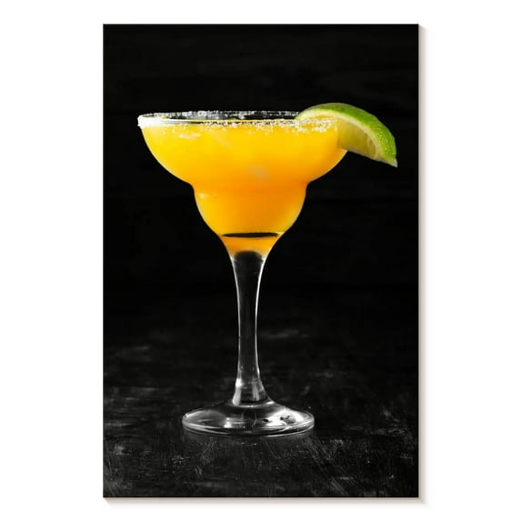Elephant Stock Mango Cocktail Wall Art - Vertical Canvas Wall Art - Living Room Wall Decor - Food And Drink Canvas - Black And Yellow Decor - 8" x 12"