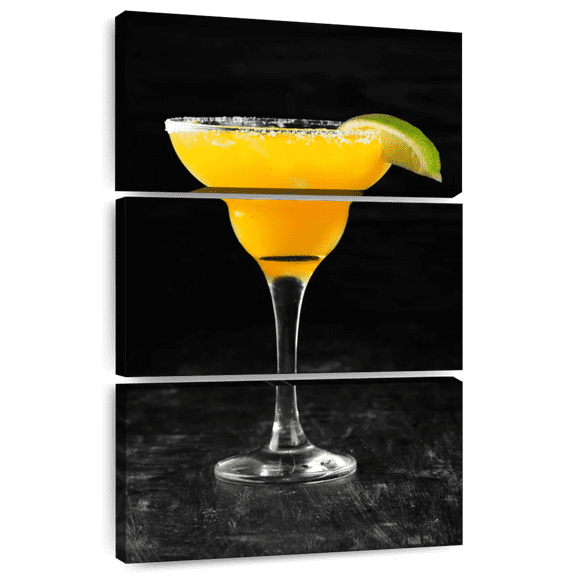 Elephant Stock Mango Cocktail Wall Art - Vertical Multi Panel Canvas - Living Room Wall Decor - Food And Drink Multi Panel - Black And Yellow Decor - 42" x 65"
