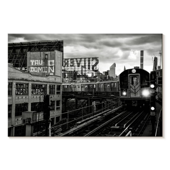 Elephant Stock Manhattan At Nightfall Bw Wall Art - Horizontal Canvas Wall Art - Living Room Wall Decor - Transportation Canvas - Black And Gray Decor By Philippe Hugonnard - 12" x 8"