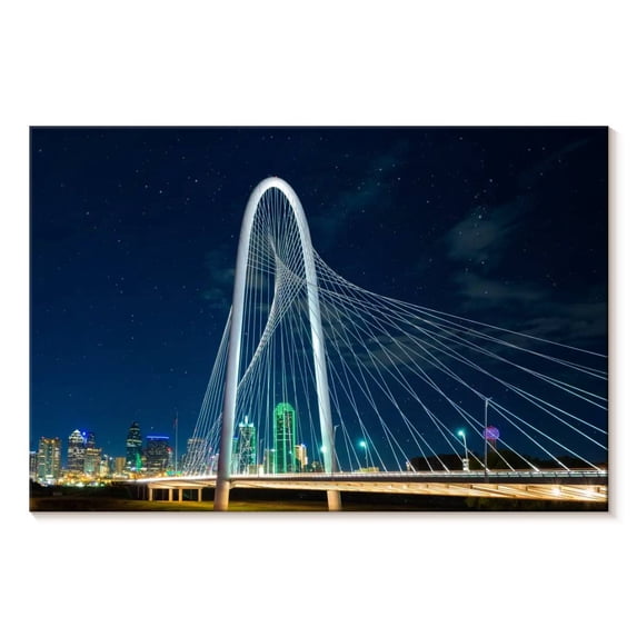 Elephant Stock Margaret Hunt Hill Bridge At Night Wall Art - Horizontal Canvas Wall Art - Lobby Wall Decor - Architecture Canvas - Teal And Blue Decor - 48" x 32"