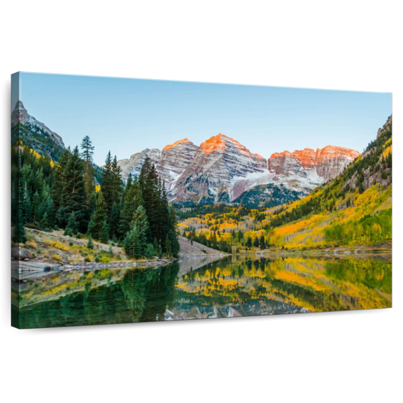 Elephant Stock Maroon Bell In Autumn Wall Art - Horizontal Canvas Wall Art - Dining Room Wall Decor - Nature Canvas - Gray And Green Decor - 39" x 26"