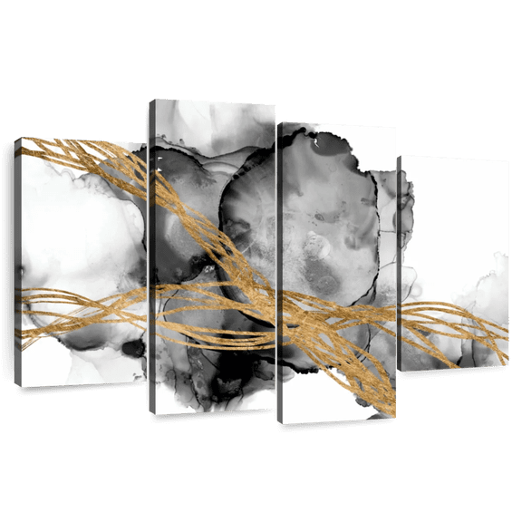 Elephant Stock Matrix Undulation I Wall Art - Horizontal Multi Panel Canvas - Living Room Wall Decor - Abstract Multi Panel - Black And Gray Decor By Jennifer Goldberger - 36" x 22"