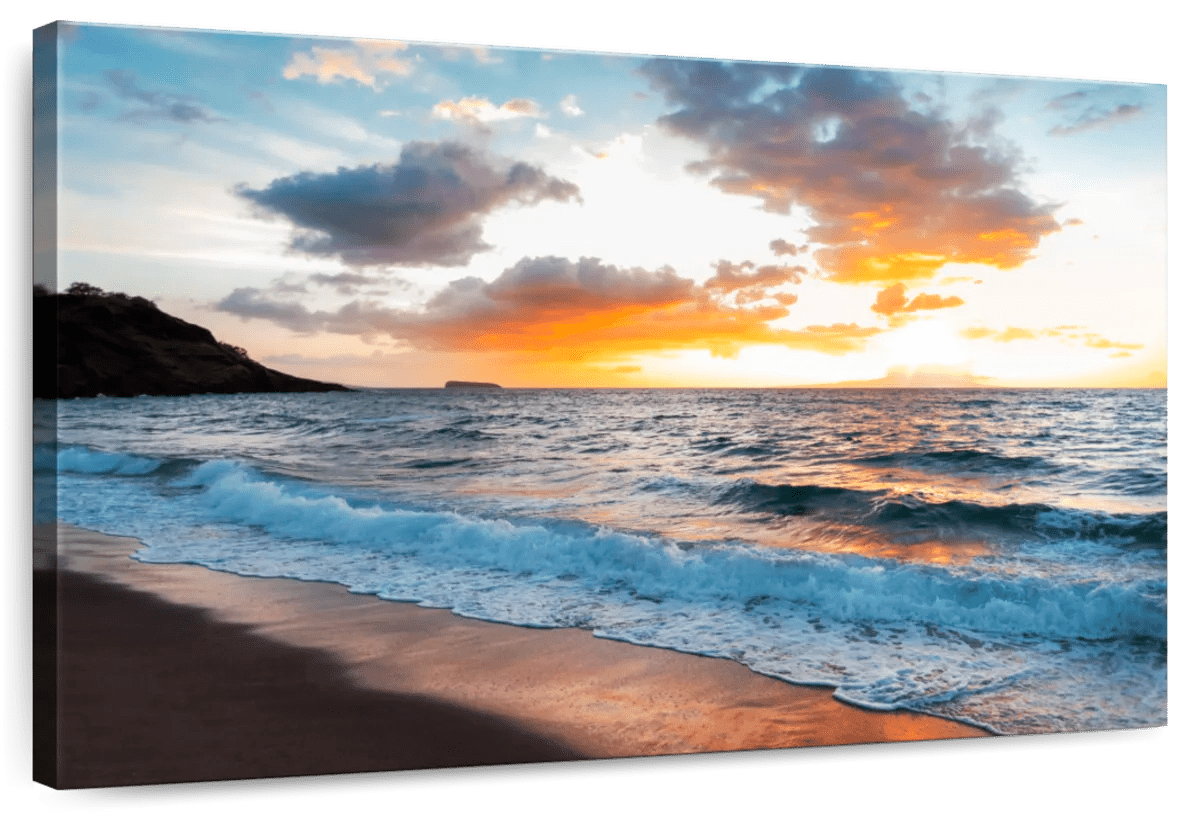 Elephant Stock Maui Beach Sunset Wall Art - Horizontal Canvas Wall Art ...