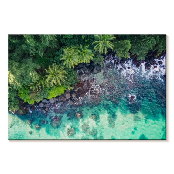 Elephant Stock Maui Rocky Seashore Wall Art - Horizontal Canvas Wall Art - Living Room Wall Decor - Beach Canvas - Blue And Gray Decor - 24" x 16"
